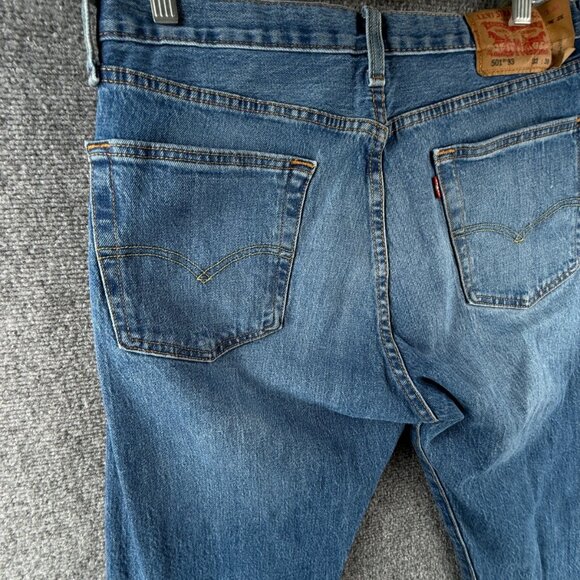 Levis 501 93 Straight Jeans Button Fly Classic Blue Denim Men Cotton ACTL 32X29 - Picture 12 of 16
